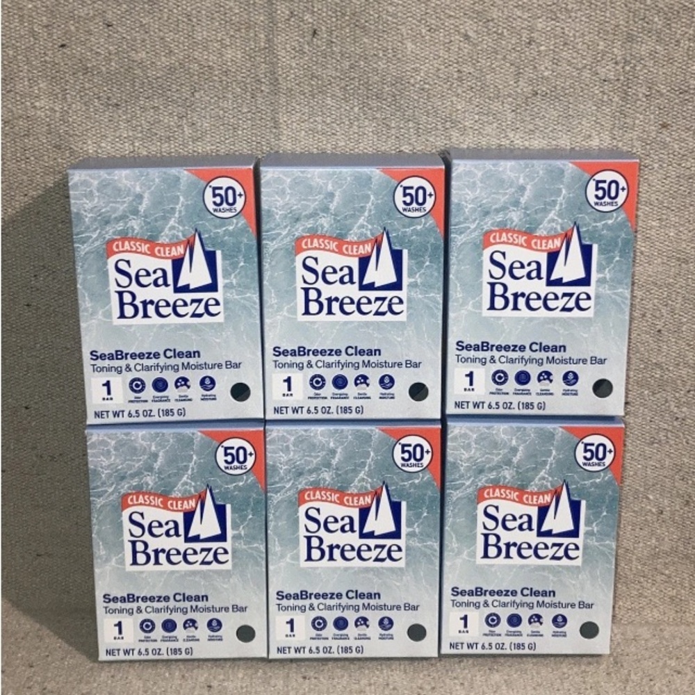 6 Pack Sea Breeze Classic Clean Clarifying Moisture Bar Soap 6.5oz Each
